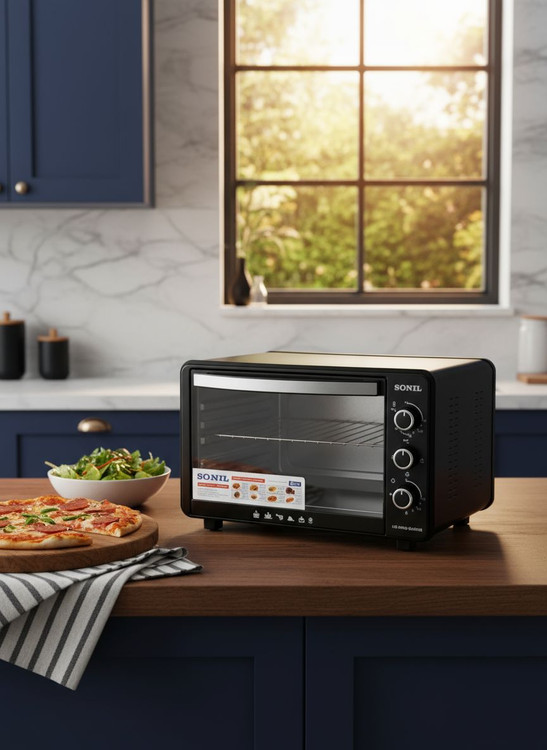 آون توستر دوسینی 40 لیتری ولوم چراغ دار دو المنت تایمردار جوجه گردان سونیل SONIL TH650 با گارانتی کتبی شرکتی