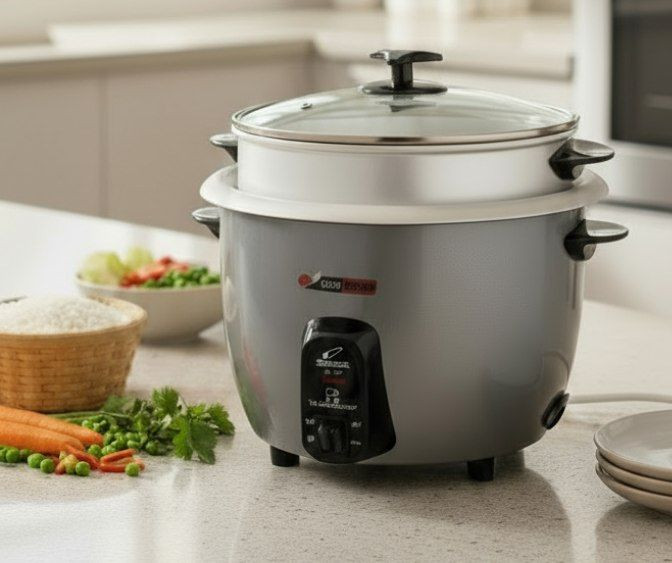 پلوپز آرام پز بخارپز کیک پز 12 نفره نگین خزر اتوماتیک کلیددار با گارانتی کتبی شرکتی