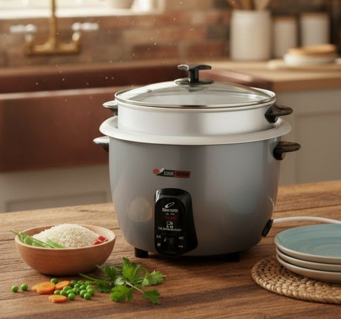 پلوپز آرام پز بخارپز کیک پز 12 نفره نگین خزر اتوماتیک کلیددار با گارانتی کتبی شرکتی