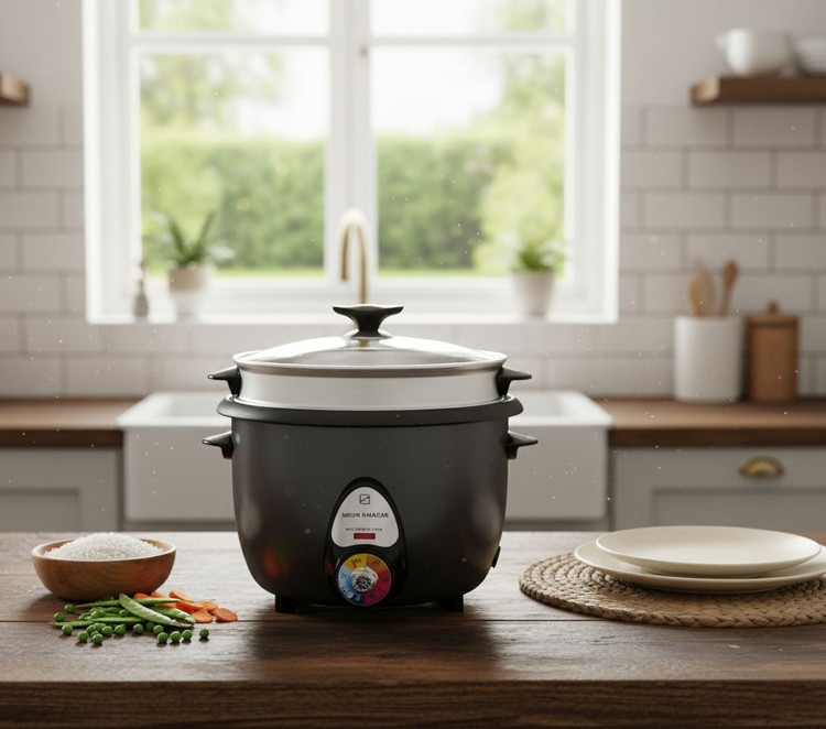 پلوپز بخارپز کیک پز سه کاره 12 نفره تایمردار موزیکال نگین خزر با گارانتی کتبی شرکتی